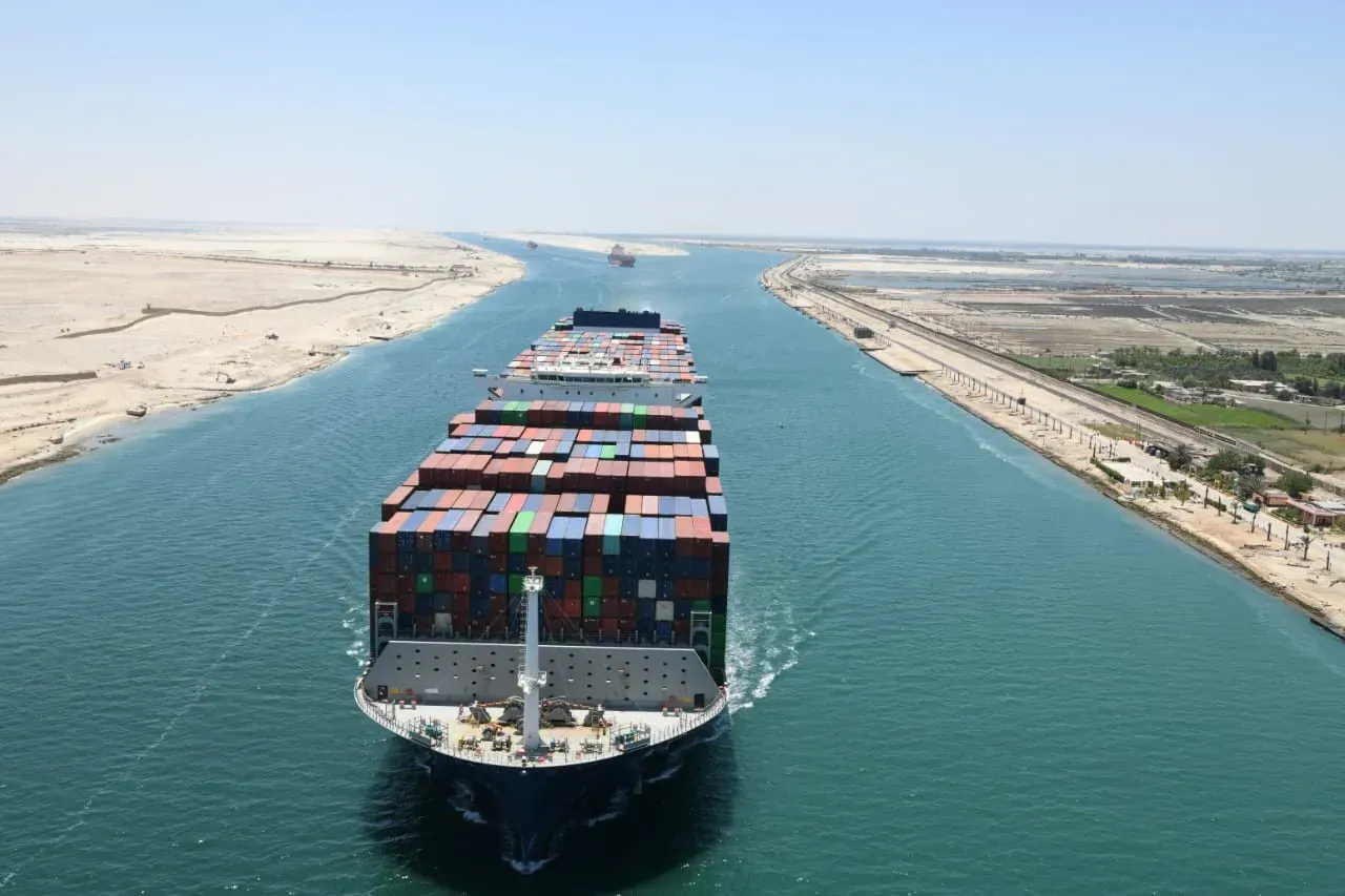 Commercial vessel transiting the Suez Canal